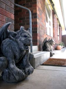 gargoyles at the front door