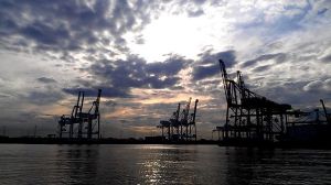 Cranes seen from Williamstown Ferry